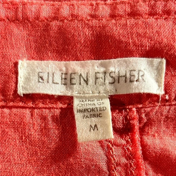 Eileen Fisher Irish Linen Long Sleeve Button Down Jacket with pockets Coral - Picture 6 of 8